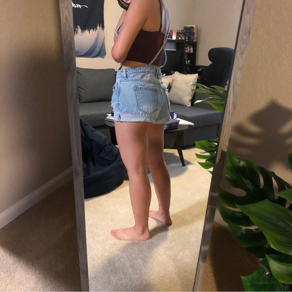 Tinseltown Denim Distressed Short Overalls Size Small - Picture 3 of 10